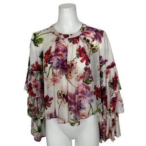 Intermix Alberta Ruffle Sleeve Floral Top P XS Silk Blend DEFECT